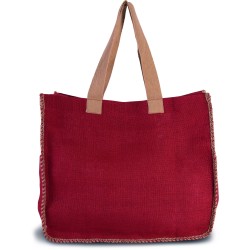 Sac En Jute Avec Coutures Contrastées 