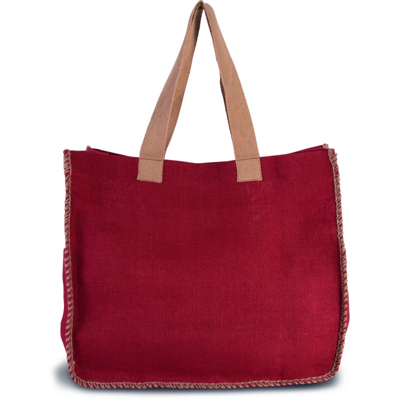 Sac En Jute Avec Coutures Contrastées 