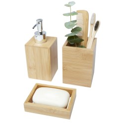 Ensemble 3 pièces pour salle de bains Hedon en bambou 