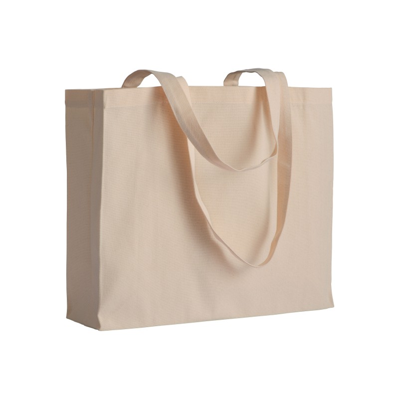 Shopper avec soufflet en coton 200 g/m2, anses longues 