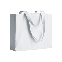 Sac shopping en coton (200 g/m2), anses longues et soufflet 
