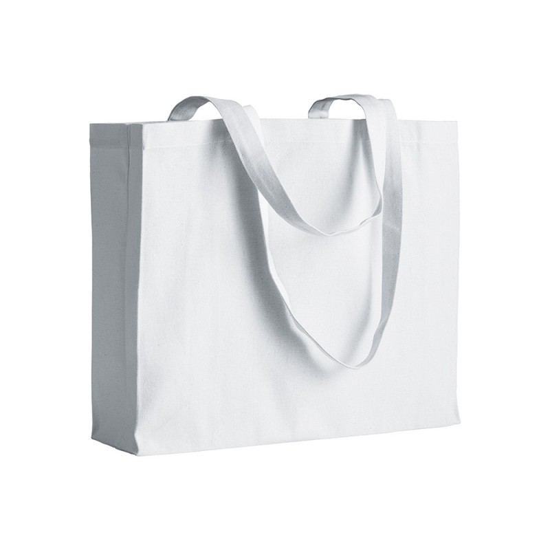 Sac shopping en coton (200 g/m2), anses longues et soufflet 