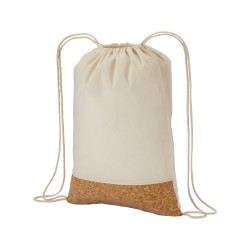 Sac-à-dos en coton 135g/m2 avec fermeture par cordon, base en liège 