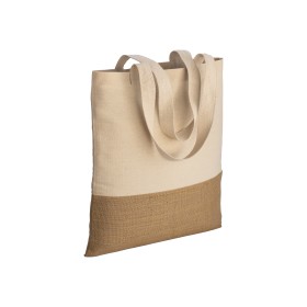 Tote-bag en coton 230g/m2, base en toile de jute, anses longues 