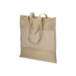 Tote-bag en coton naturel de 135 g/m2 avec filet, anses longues 