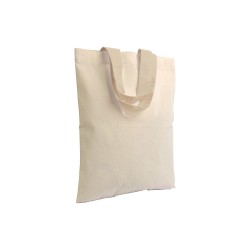 Mini Sac Shopping en coton naturel (135 g/m2), anses courts colorés 