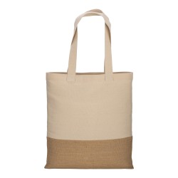 Tote-bag en coton 230g/m2, base en toile de jute, anses longues 