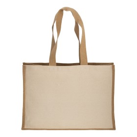 Tote-bag avec soufflet en coton 280 g/m2, détails en toile de jute, anses longues 