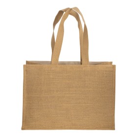 Tote-bag avec soufflet en coton 280 g/m2, détails en toile de jute, anses longues 