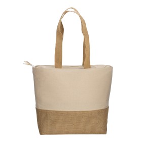 Tote-bag avec soufflet en coton 280g/m2, avec base en toile de jute, anses longues 