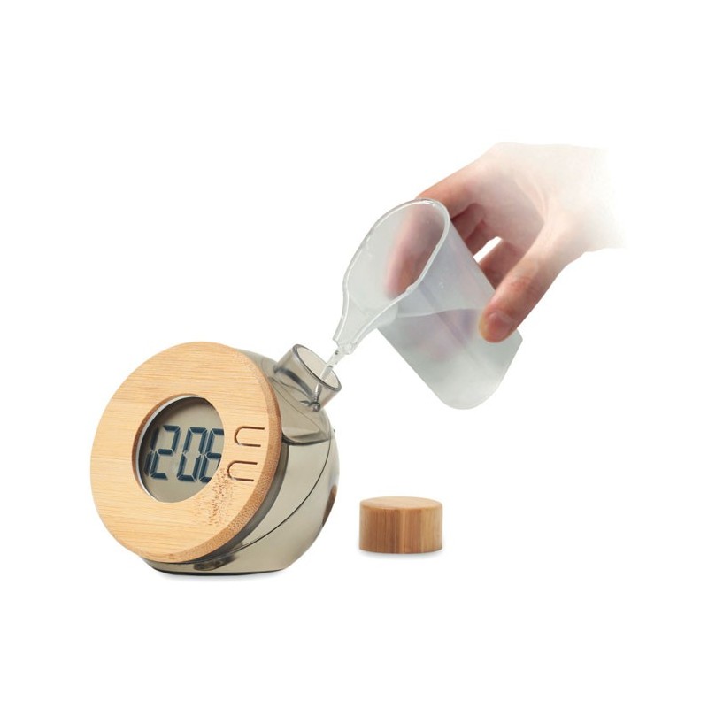 Horloge à eau LCD en bambou Droppy Lux 
