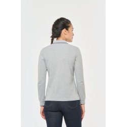 Polo maille piquée manches longues femme 