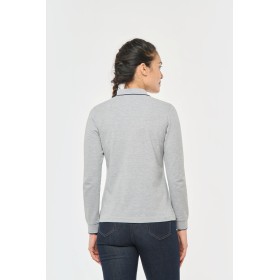 Polo maille piquée manches longues femme 