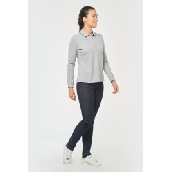 Polo maille piquée manches longues femme 