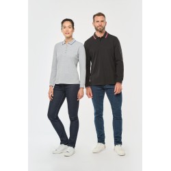 Polo maille piquée manches longues femme 