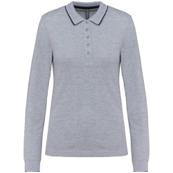 Polo maille piquée manches longues femme 