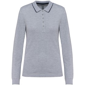 Polo maille piquée manches longues femme 
