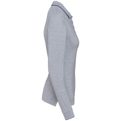 Polo maille piquée manches longues femme 