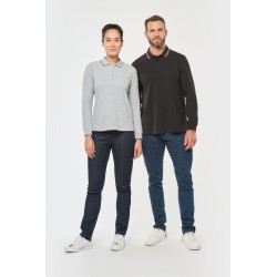 Polo maille piquée manches longues femme 