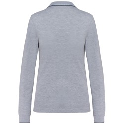 Polo maille piquée manches longues femme 
