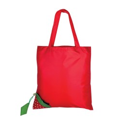Shopper pliable en forme de fraise en polyester 190T, avec feuille personnalisable 