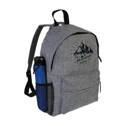 Sac à dos en polyester bicolore, effet mélangé avec 3 poches dont une latérale en filet 
