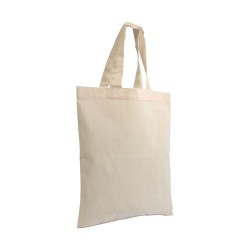 Mini Sac Shopping en coton naturel (135 g/m2), anses courts colorés 