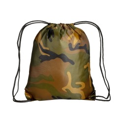 Sac à dos camouflage en polyester 210 T avec fermeture réglable à cordon et angles renforc 