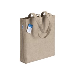 Tote bag carbon neutral en coton recyclé 280 g/m2, anses longues et soufflet 
