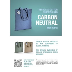 Tote bag carbon neutral en coton recyclé 280 g/m2, anses longues et soufflet 