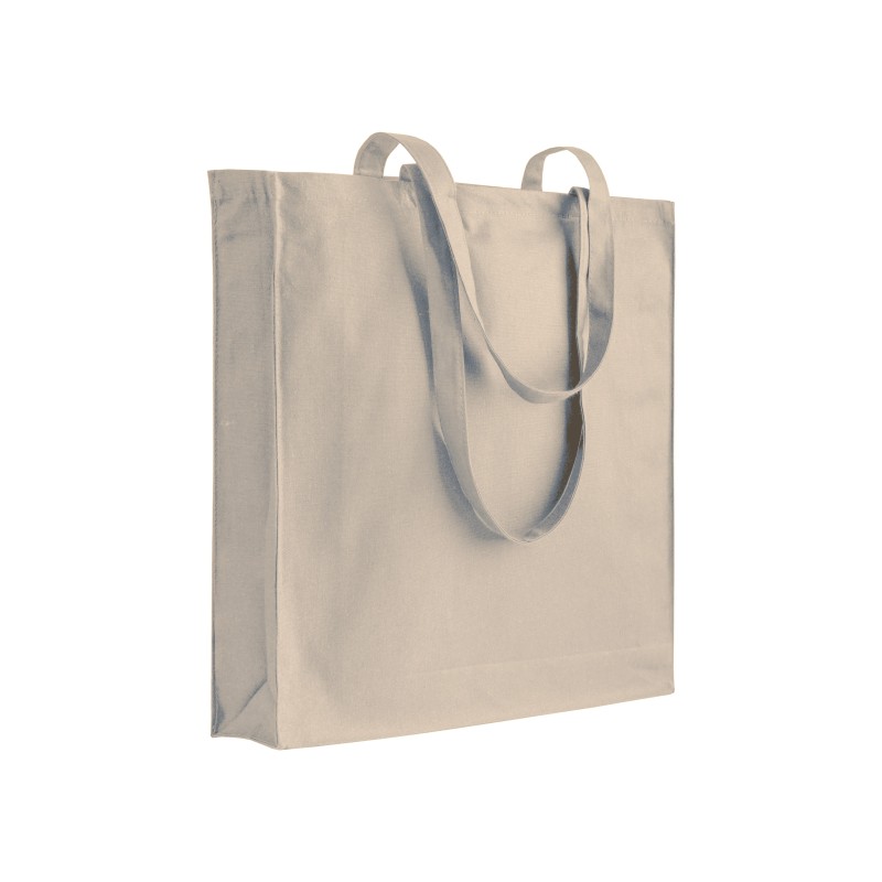 Shopper avec soufflet en coton 250 g/m2, anses longues et fermeture avec zip 