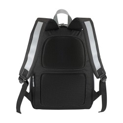 Sac a dos porte PC en Caneva avec insertions en simili cuir a haute visibilite 