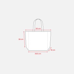 Shopper en R-PET laminé avec soufflet à la base - longues poignées en polyester 