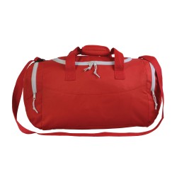 Sac de sport en polyester 600D avec poche porte-chaussures Rouge et blanc