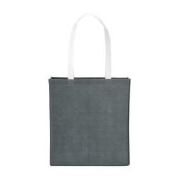 Sac shopper en TNT imprimé effet jeans avec anses longues et soufflet 