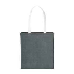 Sac shopper en TNT imprimé effet jeans avec anses longues et soufflet 