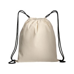 Sac à dos en coton naturel avec fermeture en cordon et cordons colorés 