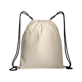 Sac à dos en coton naturel avec fermeture en cordon et cordons colorés 