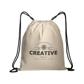 Sac à dos en coton naturel avec fermeture en cordon et cordons colorés 