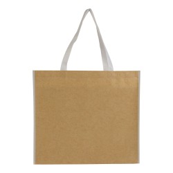 Sac shopper en TNT lamine avec anses longues colorées et soufflet 