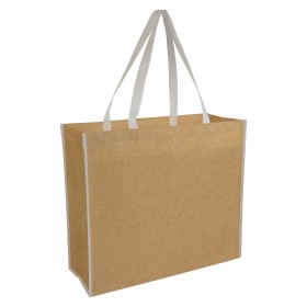 Sac shopper en TNT lamine avec anses longues colorées et soufflet 