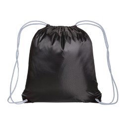 Sac à dos noir en polyester 210T, avec fermeture réglable à cordon, angles renforcés 