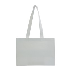 Shopper avec soufflet à la base en TNT 70gm2 thermosoudé, anses longues 