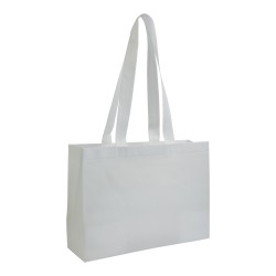 Shopper avec soufflet à la base en TNT 70gm2 thermosoudé, anses longues 