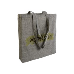 Shopper avec soufflet en coton recyclé 150 g/m  effet mélange, anses longues 