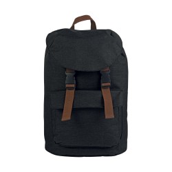 Sac à dos en polyester bicolore effet mélangé avec 2 poches. Dos rembourré 