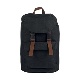 Sac à dos en polyester bicolore effet mélangé avec 2 poches. Dos rembourré 