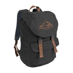 Sac à dos en polyester bicolore effet mélangé avec 2 poches. Dos rembourré 