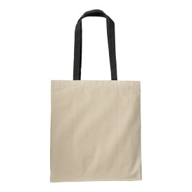 Shopper avec soufflet en coton naturel 220g/m2, anses longues colorées 