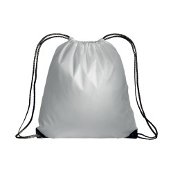 Sac à dos blanc en polyester 210T avec fermeture réglable à cordon, angles renforcés 